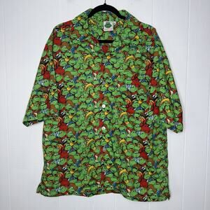 Senor Frogs Vintage Men’s All Over Print Shirt Green Size Medium